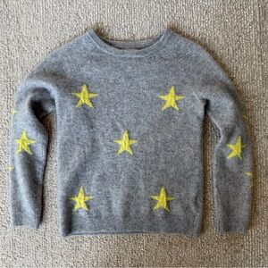 Philosophy  Gray Star-Print Crewneck Sweater - Yellow Stars Cashmere